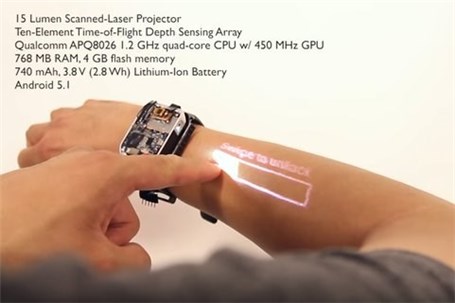 طراحی ساعت هوشمندی که ویدیو پروژکتور می‌شود