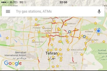امکان اطلاع از ترافیک تهران در گوگل مپ