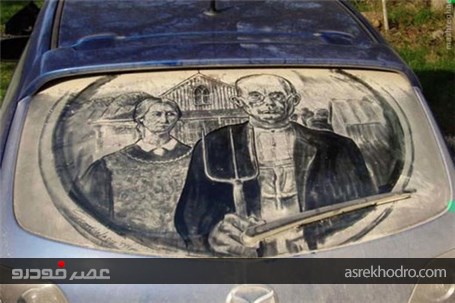 هنرنمایی روی شیشه کثیف ماشینها