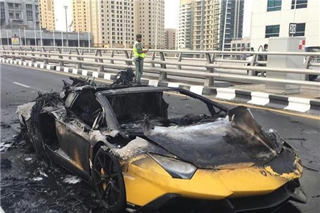 آتش گرفتن لامبورگینی در دبی!