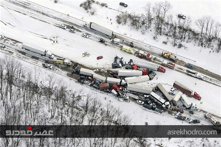تصادف زنجیره‌ای ده‌ها خودرو در پنسیلوانیا