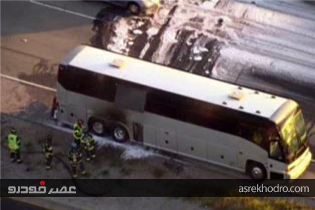اتوبوس کارکنان شرکت اَپل آتش گرفت