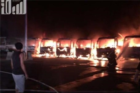 کارگران معترض اتوبوس های مکه را آتش زدند
