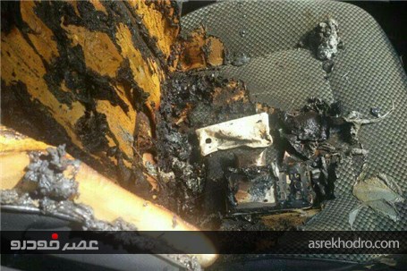 گوشی تلفن همراه موجب آتش سوزی خودرو آردی شد+عکس