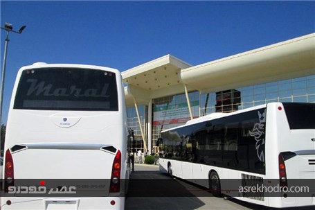 حضور اتوبوس‌های عقاب اسکانیا در نمایشگاه ایران در باکو + تصاویر