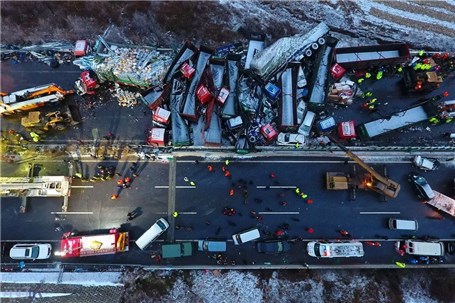تصادف زنجیره‌ای 56 خودرو در چین کشته داد