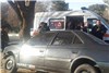 برخورد پژو با درخت، راننده را داخل خودرو محبوس کرد + عکس