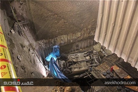 سقوط آزاد وانت به زمین گودبرداری شده + تصاویر