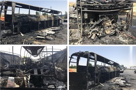 اتوبوس مسافربری تهران – مریوان در آتش سوخت