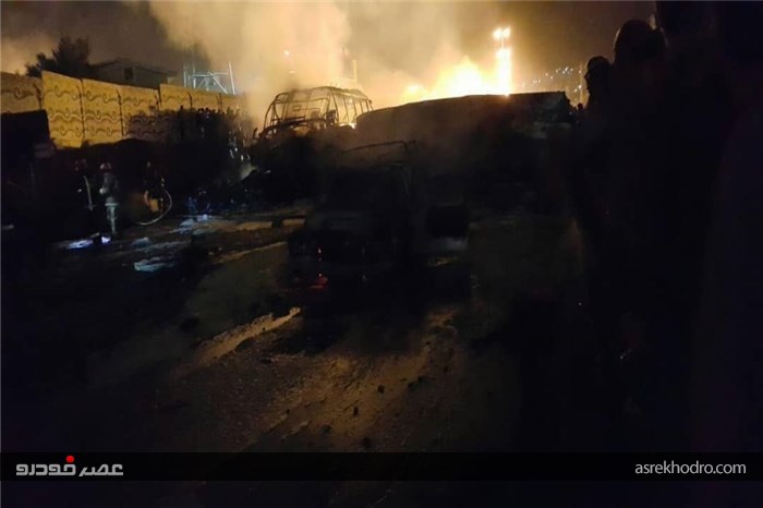تصاویر دردناک از تصادف اتوبوس و تانکر سوخت در سنندج