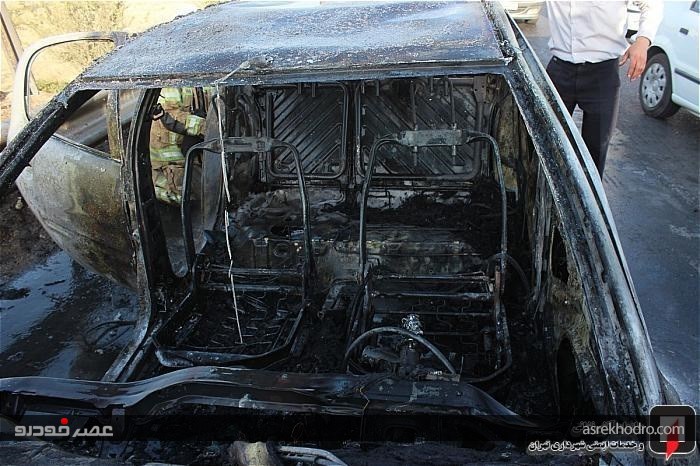 آتش‌سوزی پژو 206 در بزرگراه آزادگان
