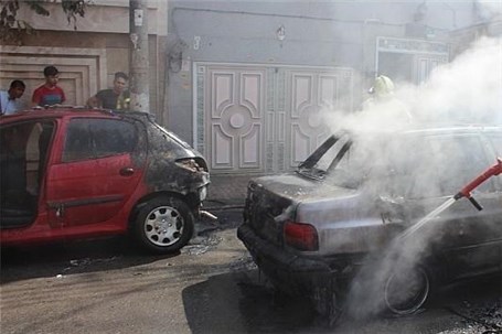 آتش گرفتن همزمان ۳ خودرو در شهرری