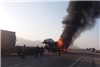 آتش گرفتن تریلی حامل خودروهای لوکس در جاده بندر عباس