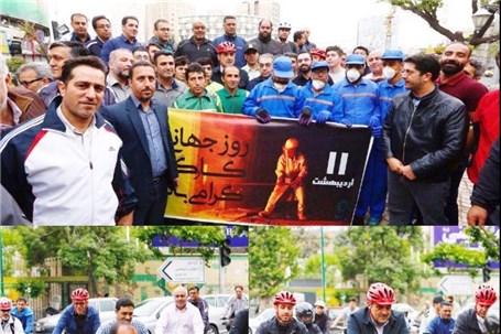 رکاب زنی حناچی با جمعی از کارگران شهرداری تهران در سه‌شنبه‌های بدون خودرو