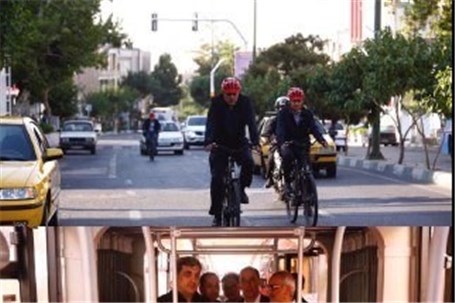 حناچی با دوچرخه و اتوبوس در راه/ عکس