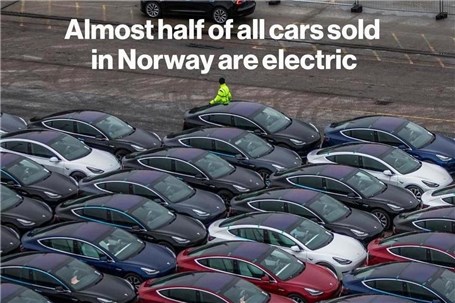 چیرگی تسلا بر بازار خودروهای نروژ