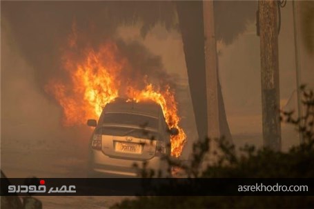 آتش‌سوزی لس‌آنجلس و خودرو های رها شده در جاده ها