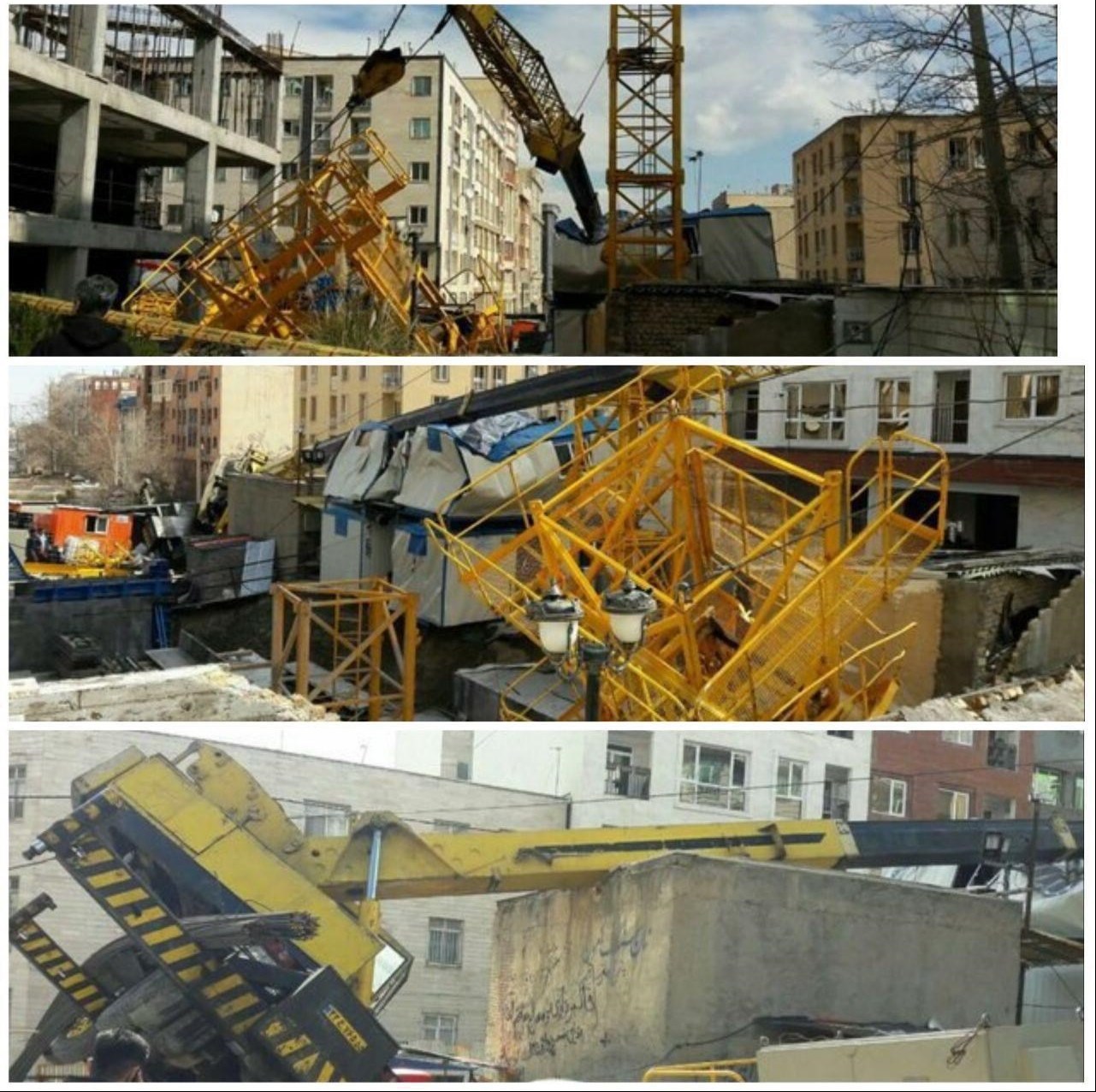 واژگونی جرثقیل در اشرفی اصفهانی + عکس