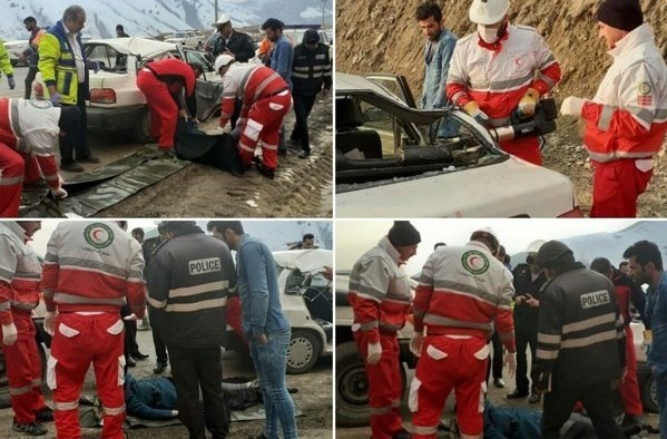 یک کشته و 2 مجروح در ریزش کوه جاده هراز
